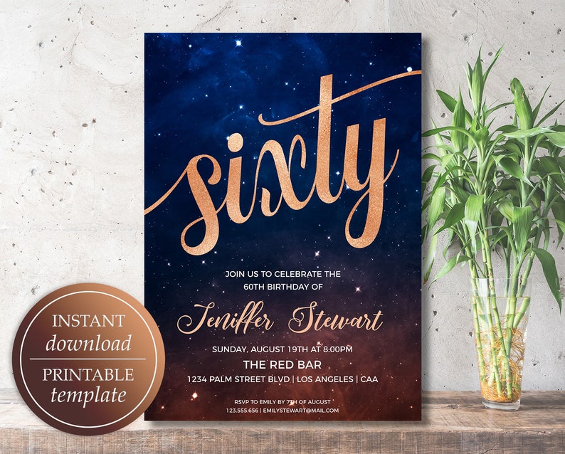 Invitations for Women 60th Birthday Invitations Birthday - Etsy