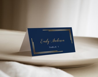 Place card template, Navy gold place cards, Wedding place cards, Seating cards, Name cards #NG019BND