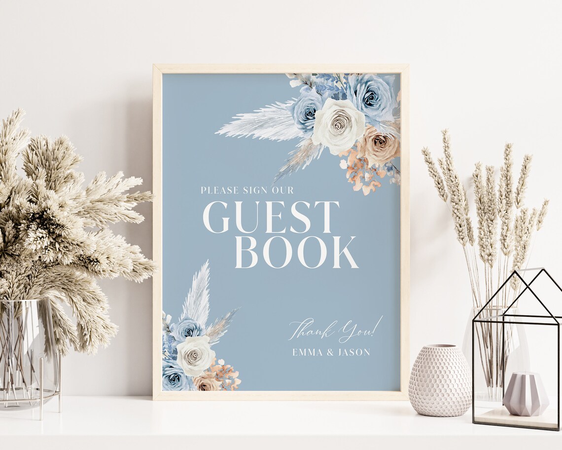 Dusty Blue Guest Book Sign Wedding Guest Book Sign Template | Etsy