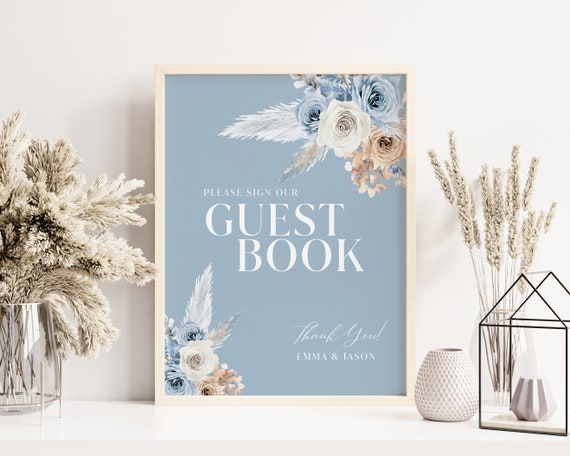 Dusty Blue Guest Book Sign Wedding Guest Book Sign Template | Etsy