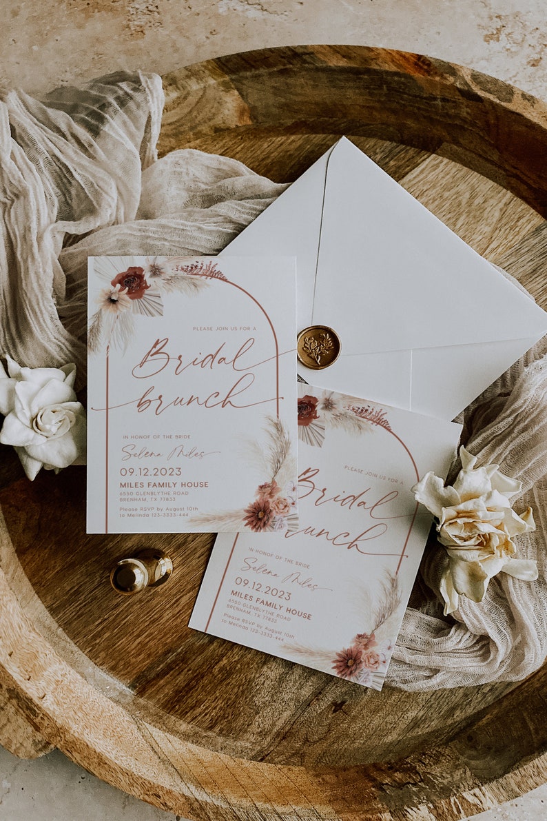 Bridal Brunch invitation Boho Bridal Brunch invitation image 1