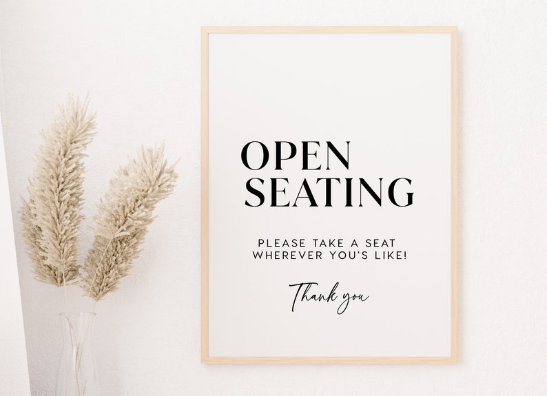Open Seating Sign Wedding Open Seating Find Your Seat Sign Etsy