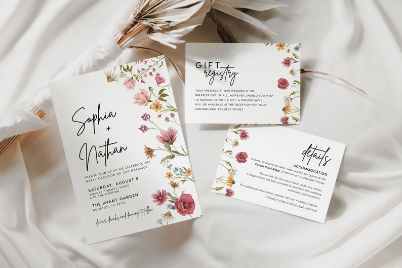 boho floral wedding invitation