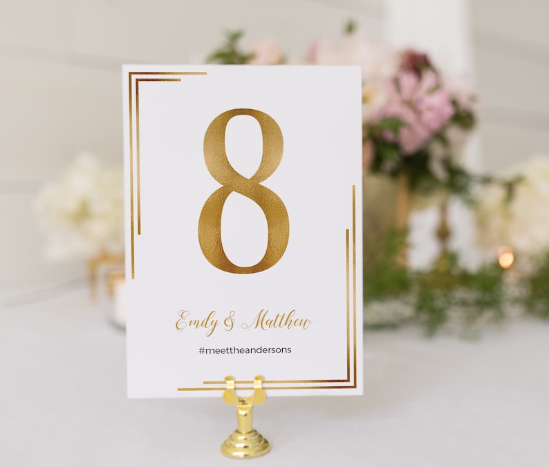 Gold Table Numbers Table Number Template Printable Table | Etsy