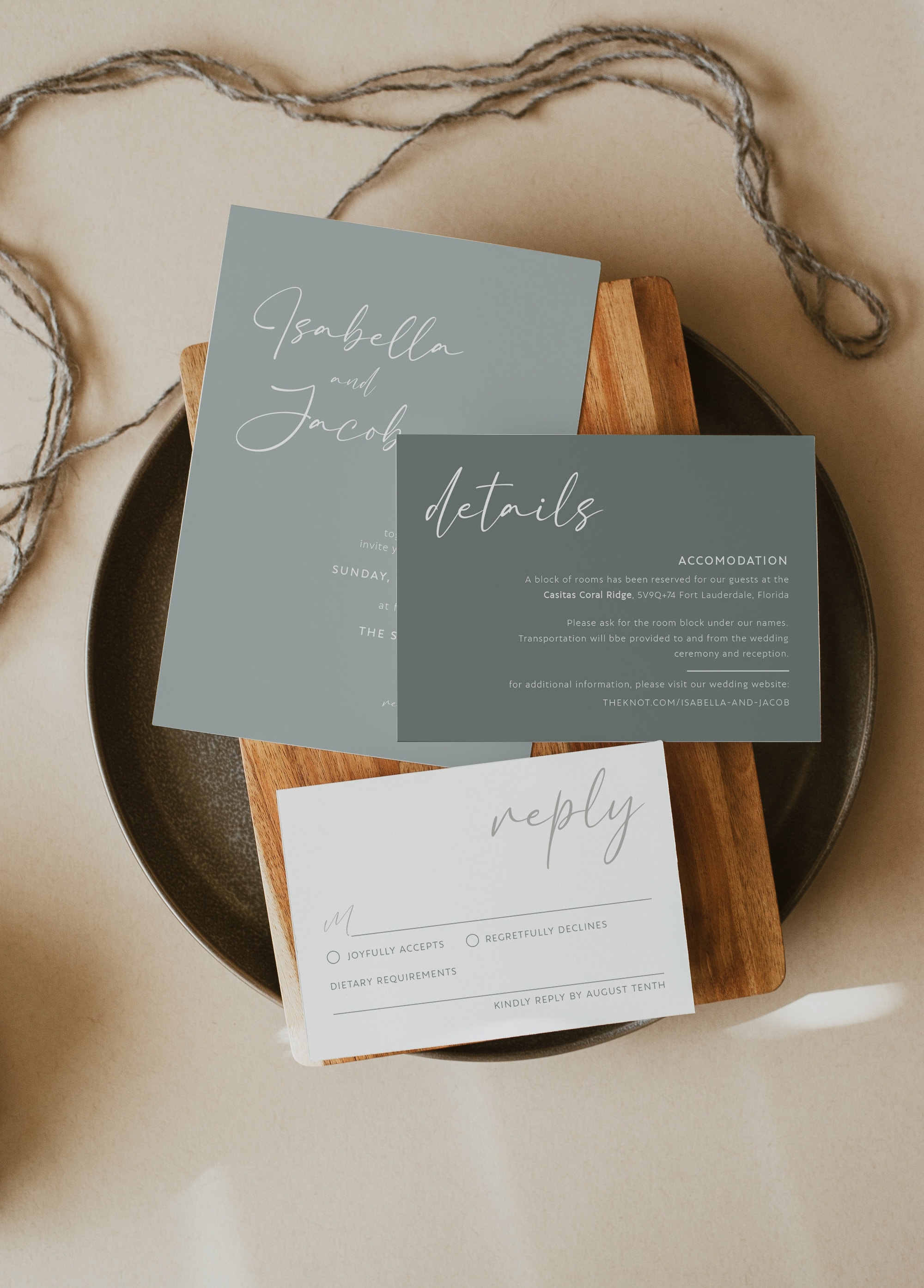 Sage green wedding invitations set Wedding invitation Etsy