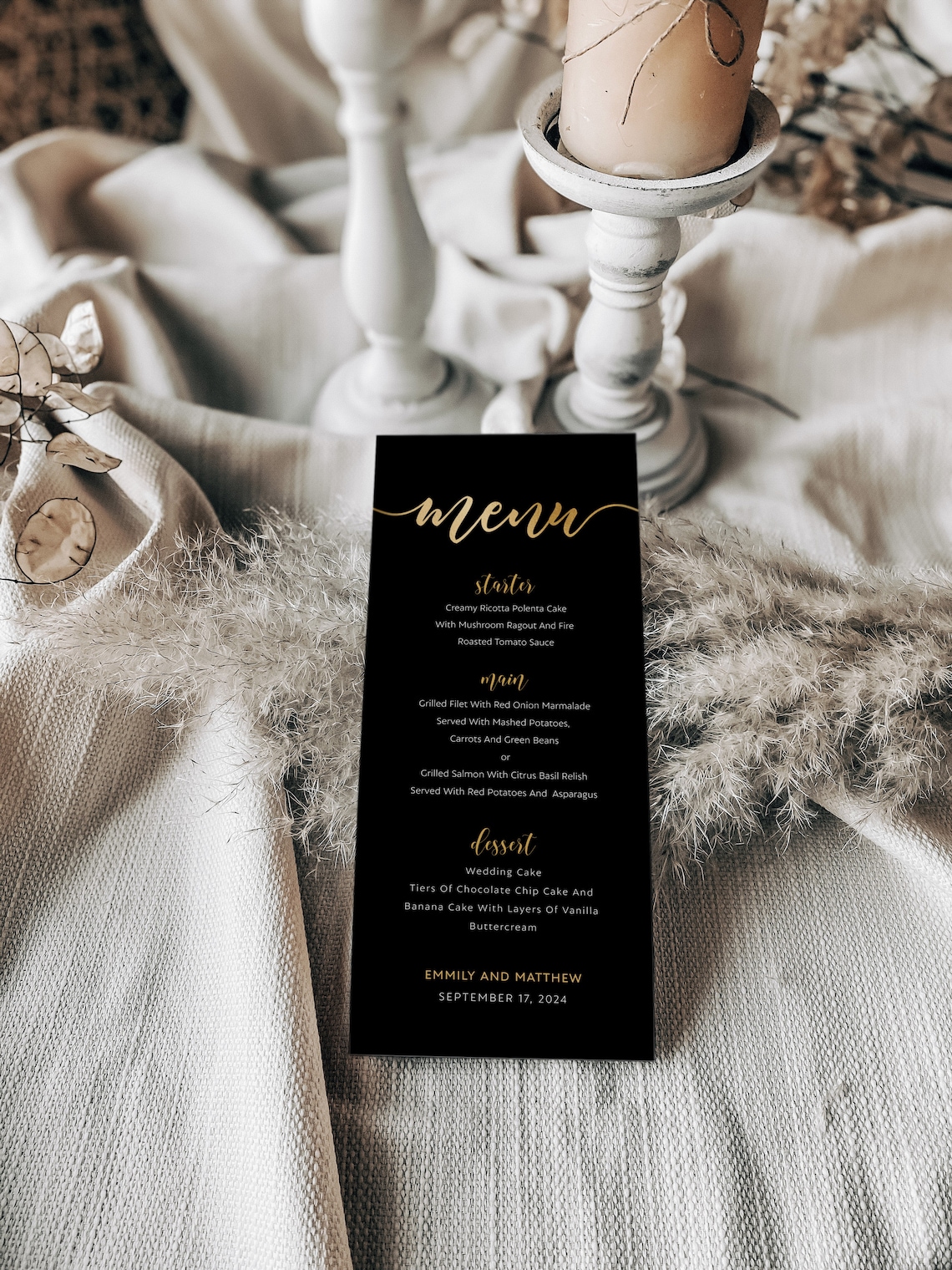 Black and Gold Menu Template Wedding Menu Template Menu Etsy