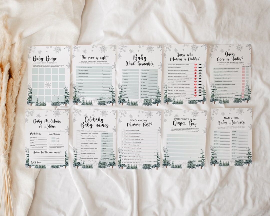 Winter Baby Shower Games, Baby Shower Games Bundle, Winter Wonderland ...