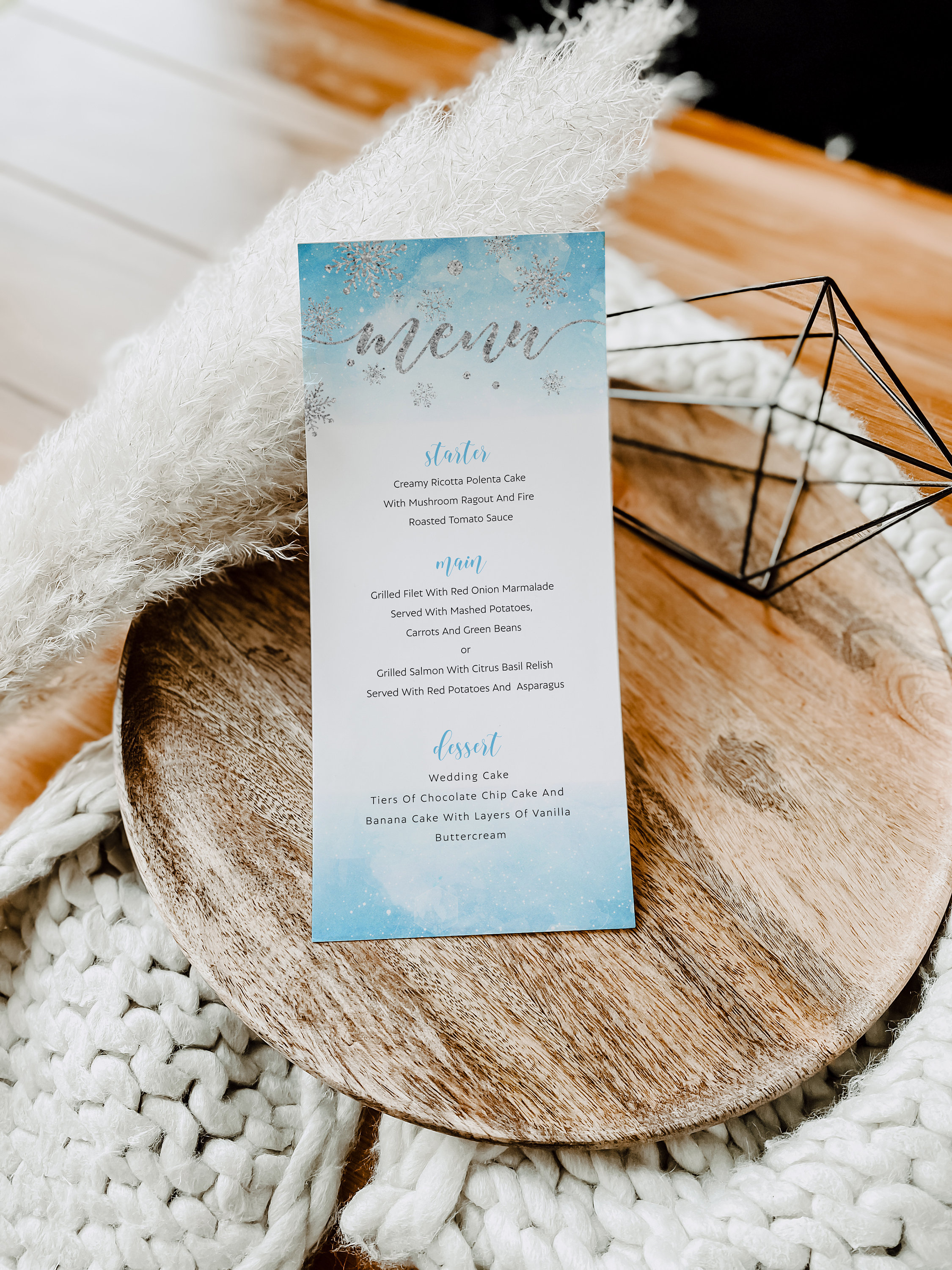 Menu Template Winter Wonderland Menu Snowflake Menu Etsy Australia