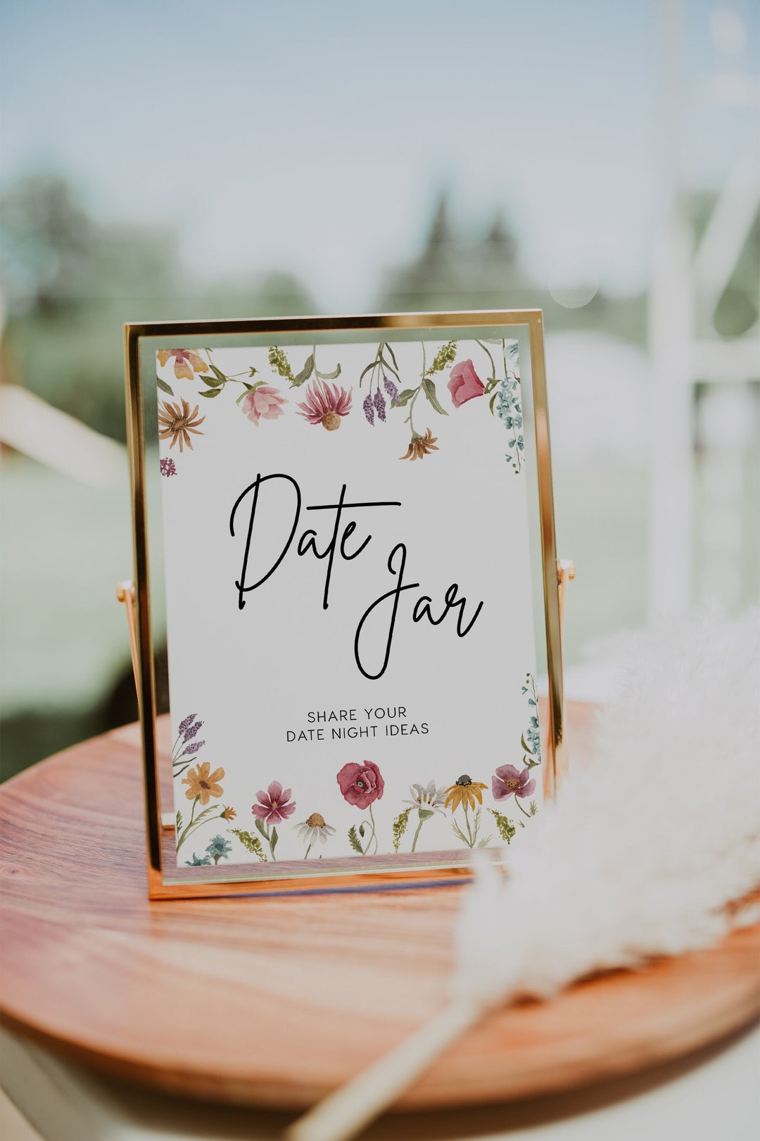 Floral Date Jar Sign, Wedding Sign Template, Boho Wildflower ...