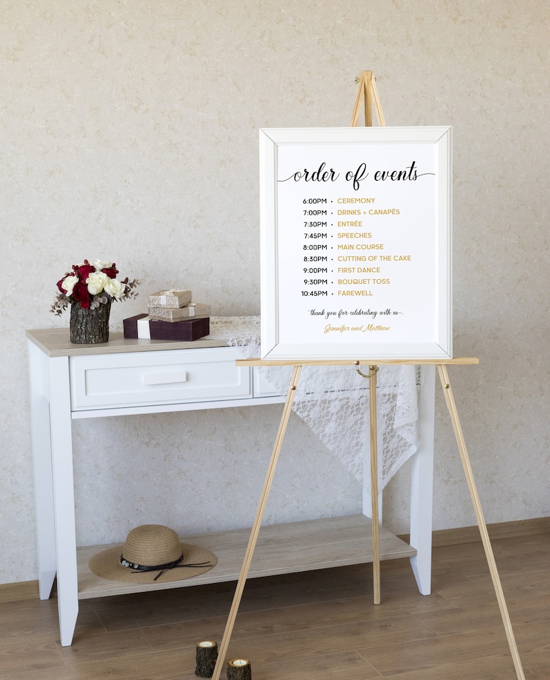 Wedding Timeline Elegant and Rustic Wedding Sign Timeline Template Wedding Program Order of Events Order of the Day image 3