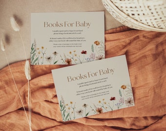 Boho Books for baby card, Baby Shower Books card, Wildflower Baby shower #Mila