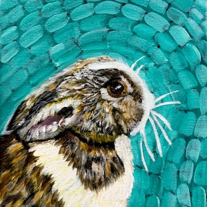 Arte de conejo, arte de conejo, conejo, arte original, arte de pared, pintura acrílica, arte animal, pintura en lienzo, pintura de 8”x10, obra de arte