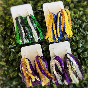 CUSTOM Sequin Tassel Earrings | School Color Earrings | Custom Earrings *Read Description*