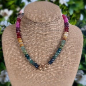 Rainbow Gemstone Necklace | Glass Bead Necklace | Rainbow Stone Necklace