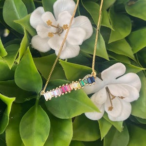 Carley Rainbow Gemstone Necklace | Rainbow Necklace | Rainbow Stone Necklace | Memorial Jewelry | Broken Rainbow Necklace | Hope Jewelry