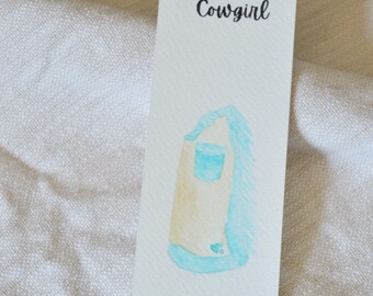 Cowgirl Watercolor Bookmark