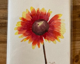 Indian Blanket Wildflower Watercolor Greeting Card, Hand Painted Greeting Card, Greeting Card and Envelope