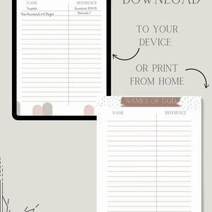 Names Of God Printable Bible Insert