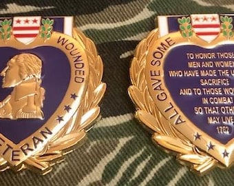 Purple Heart Challenge Coin Army Marines Navy Air Force Coast Guard