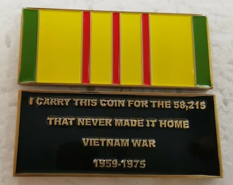 Vietnam Veteran Service Ribbon Challenge Coin Army Marines Navy Air Force Coast Guard