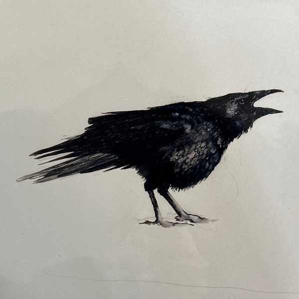 Inky Crow 8 x 8" Giclee Print