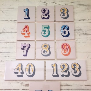 Hand-painted ceramic door numbers