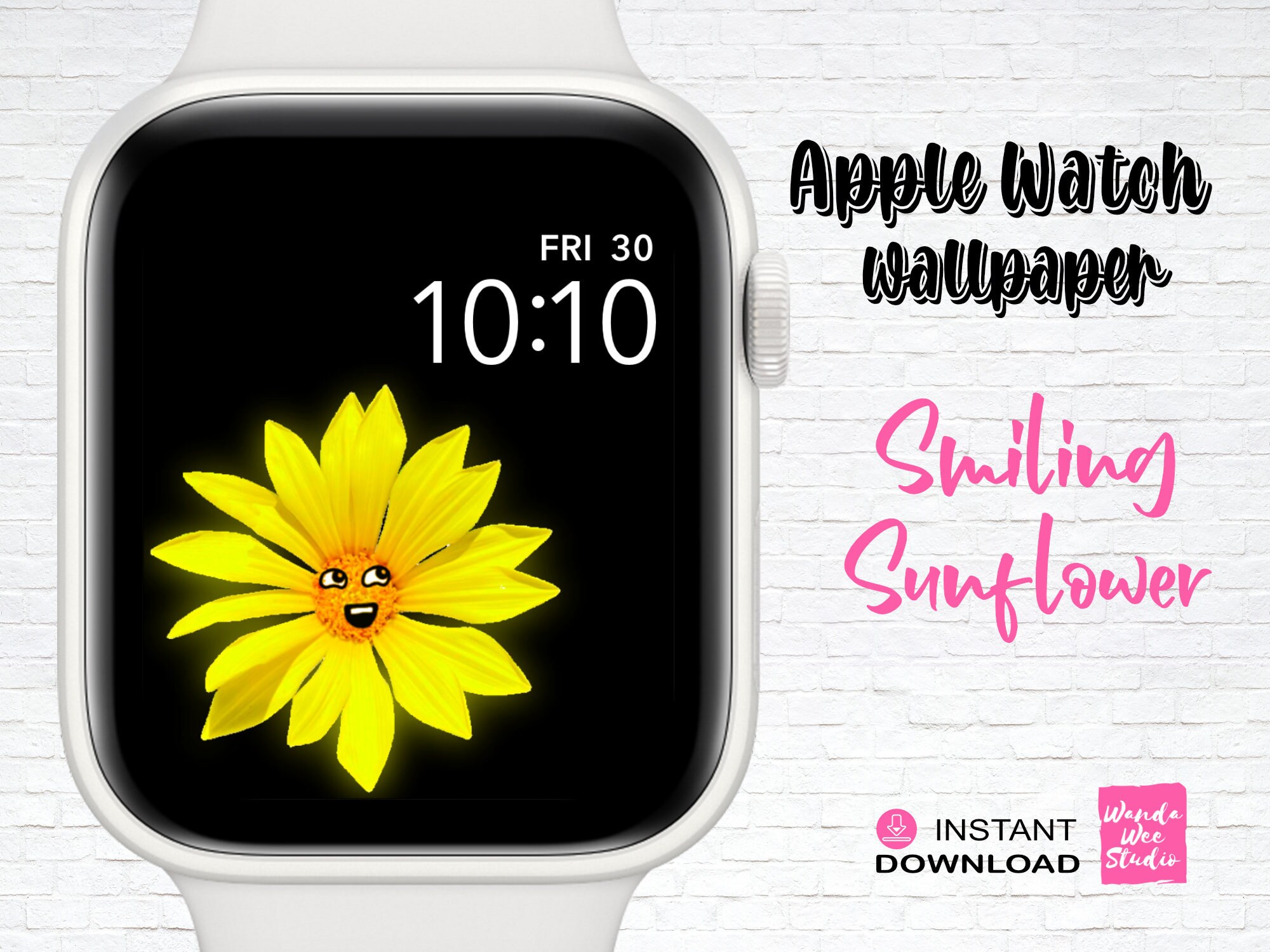Cute Smiling Sunflower Apple Watch Wallpaper DIY Watch