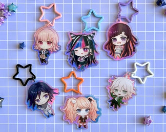 Danganronpa 2 & 3 Holo charms / Nagito Kokichi Junko Chiaki Ibuki Mikan SDR2 dangan ronpa goodbye despair rainbow keychain