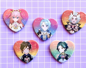 Genshin Heart Button Pins Itto Ayato Xiao Zhongli Yae miko