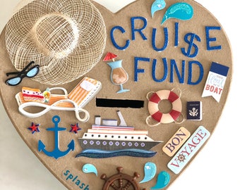 Fondo de crucero, regalo de viaje, fondo de aventura, alcancía hecha a mano, caja de dinero, fondo de ahorro, fondo de vacaciones, colección de monedas, Wanderlust
