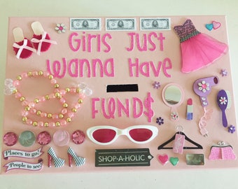 Regalo para ella, alcancía, caja de dinero, decoración de la habitación, regalo de cumpleaños para niñas, las niñas solo quieren divertirse, regalo de baby shower, idea de regalo, es una niña