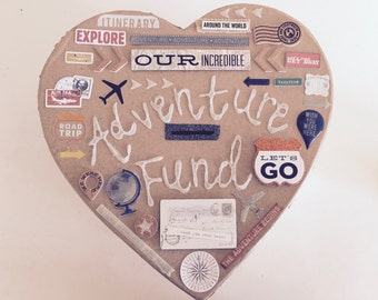 Regalo de viaje, Fondo de aventura, Alcancía hecha a mano, Caja de dinero, Fondo de ahorro, Fondo de vacaciones, Colección de monedas, Wanderlust