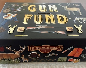 Regalo de caza, fondo para armas, alcancía hecha a mano, caja de dinero, ahorros en armas, colección de armas, regalo para él