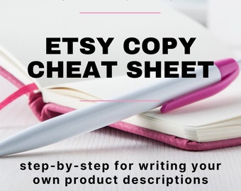 Etsy Copy Cheat Sheet, Digital Download, Product Description Writing, Copywriting Tips, How-To, Etsy Marketing Help, Copywriting Help