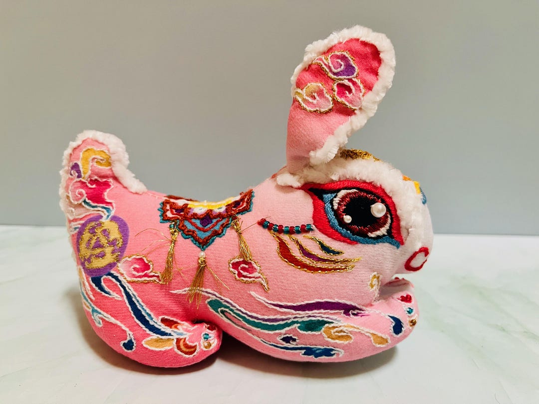 Asian Style Embroidered Rabbit Plush - Etsy
