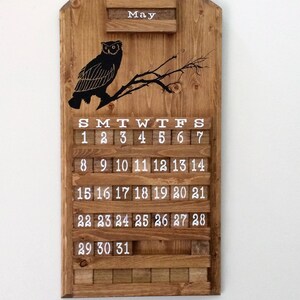 Owl Calendar Wooden Calendar Perpetual Calendar Owl Design - Etsy