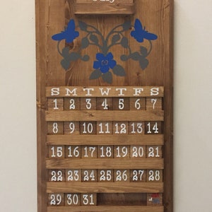 Butterfly Calendar,wooden Calendar, perpetual calendar, wooden sign, housewarming gift, home decor, wood calendar, gift, handmade gift,