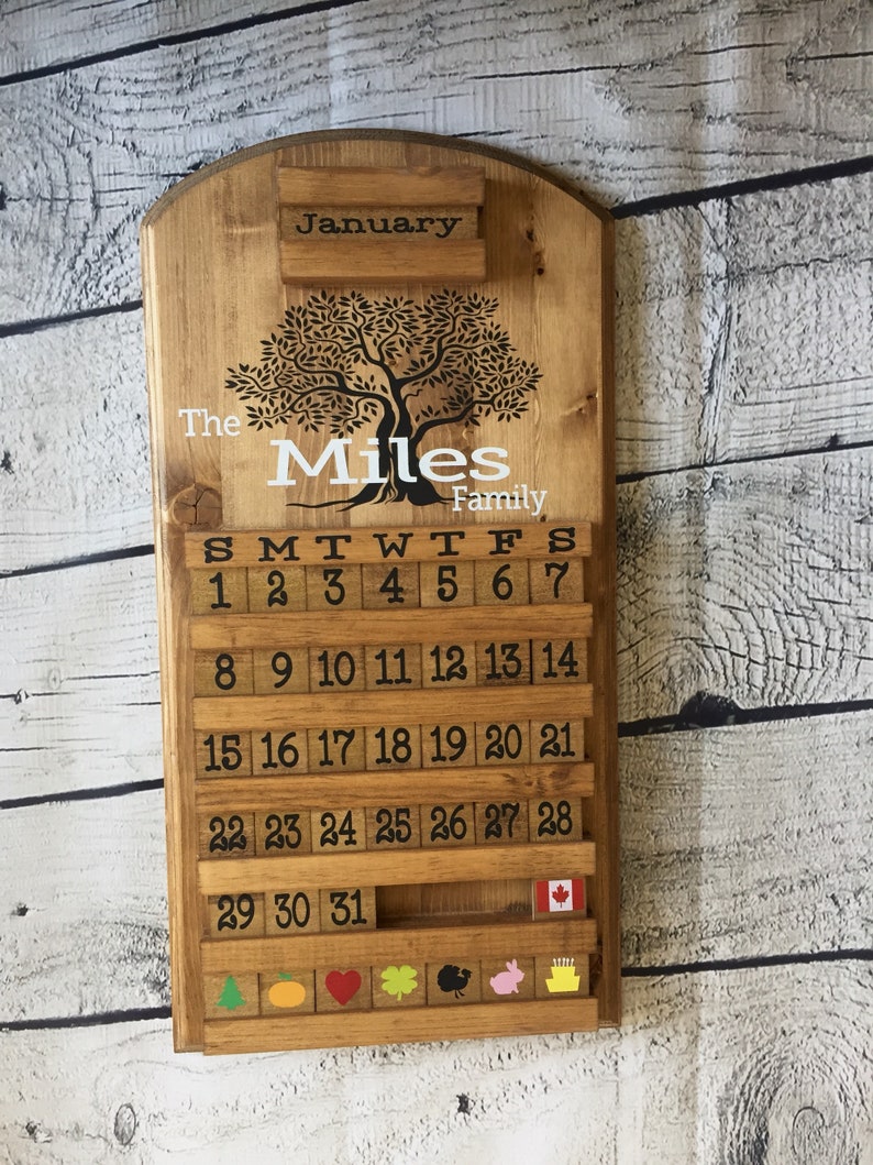 Wooden Perpetual Calendar Wooden Calendar Tree Calendar Etsy