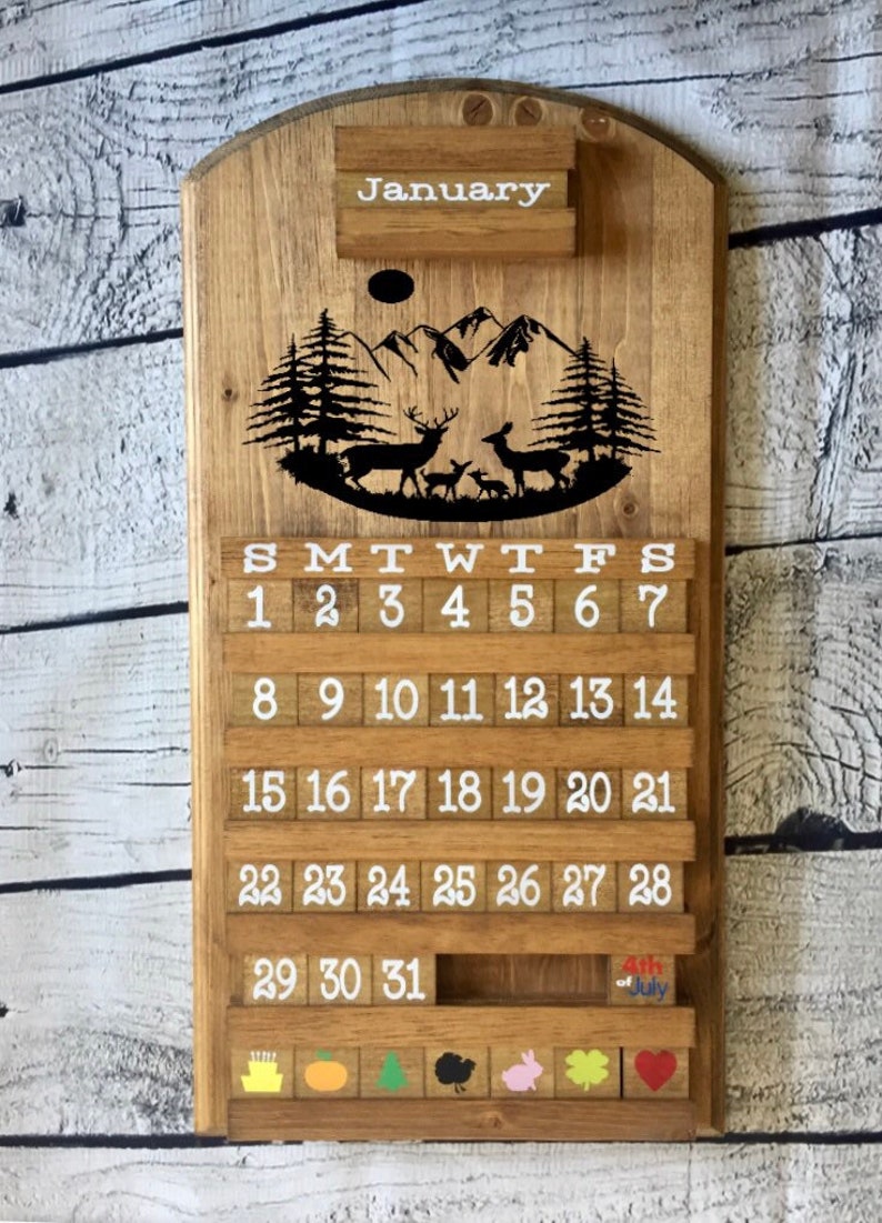 Deer Calendar Wooden Calendar Perpetual Calendar Wedding - Etsy
