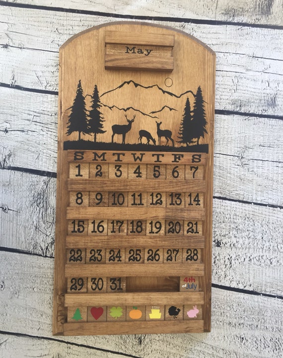 Deer Calendar,wooden Calendar, perpetual calendar, wooden sign, housewarming gift, home decor, wood calendar, gift, handmade gift,