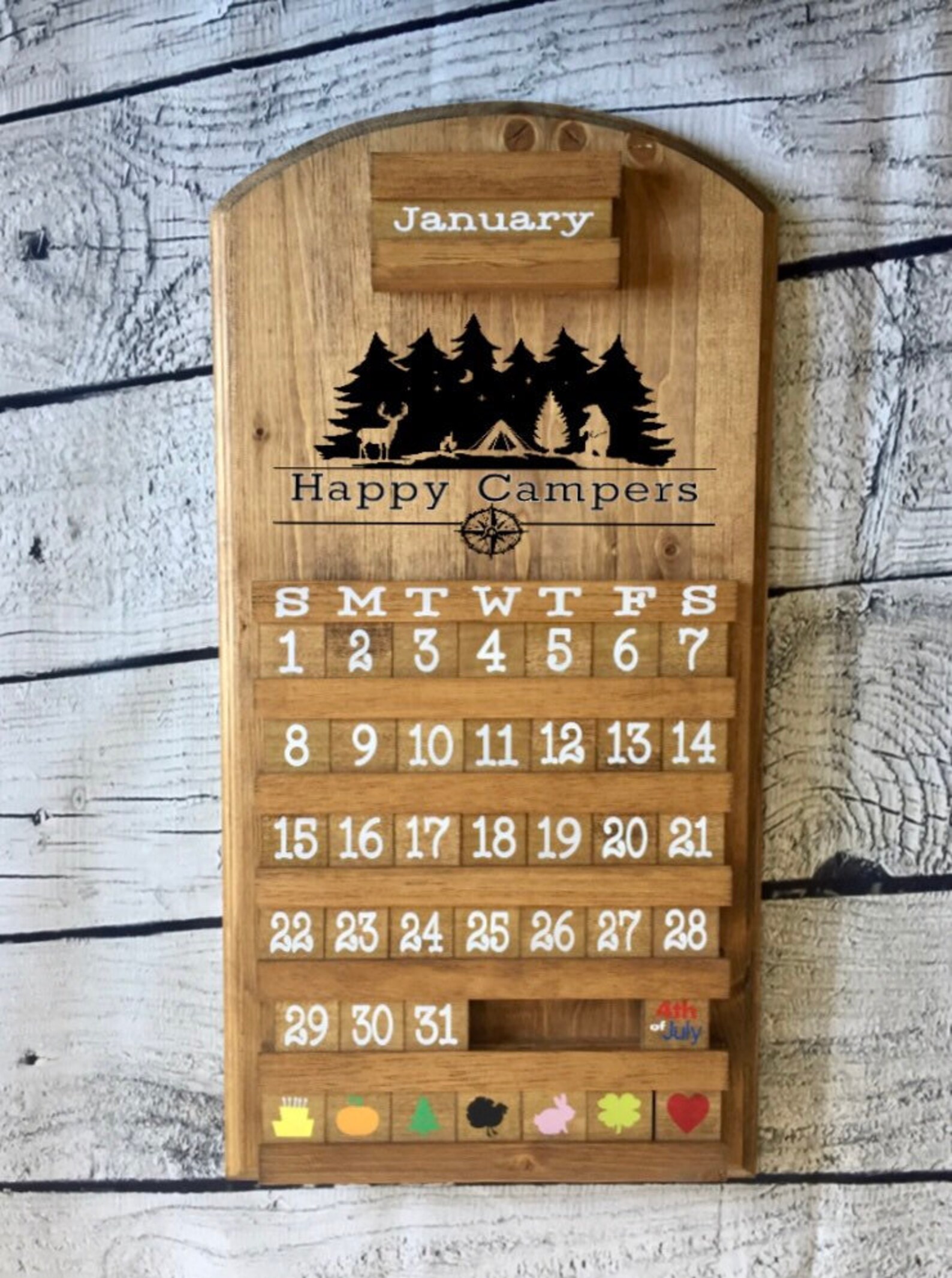 Camping Calendar Nature Calendar Wooden Calendar Perpetual Etsy