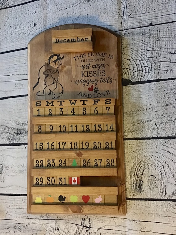 Calendrier perpétuel en bois, calendrier en bois, conception danimaux de  compagnie, cadeau de pendaison de crémaillère, conception de chien,  conception de chat, conception de cheval, cadeau de mariage, personnisé -   Canada