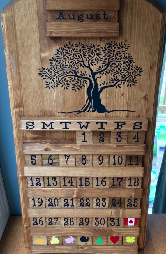 Wooden Perpetual Calendar, Wooden Calendar, Tree Calendar, Wedding