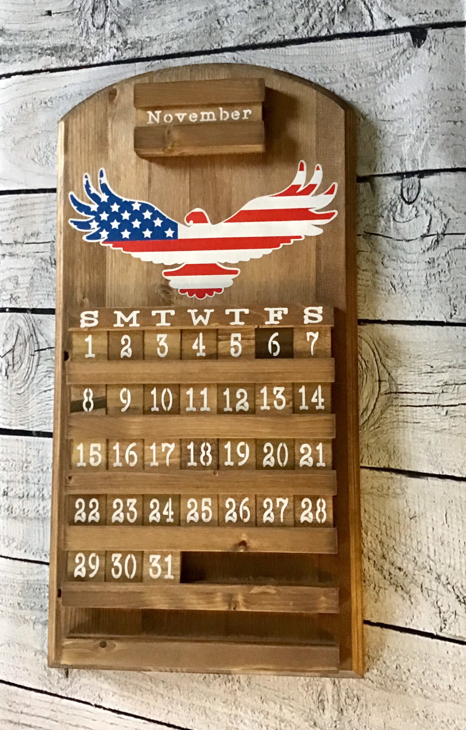 Wooden perpetual calendar patriotic calendar wooden | Etsy