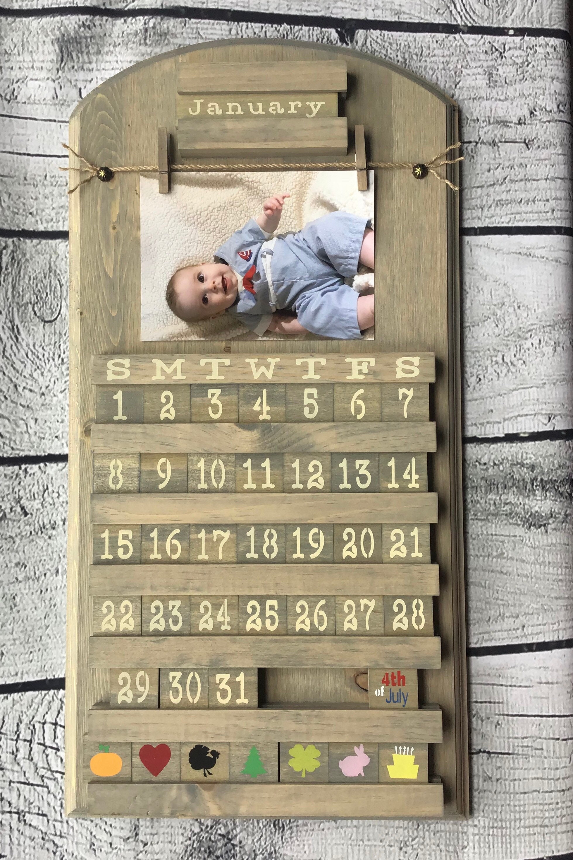 Perpetual Calendar Wooden Calendar Wooden Perpetual Etsy Canada