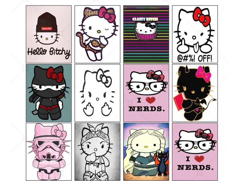 sassy hello kitty printable stickers 20ct printable etsy