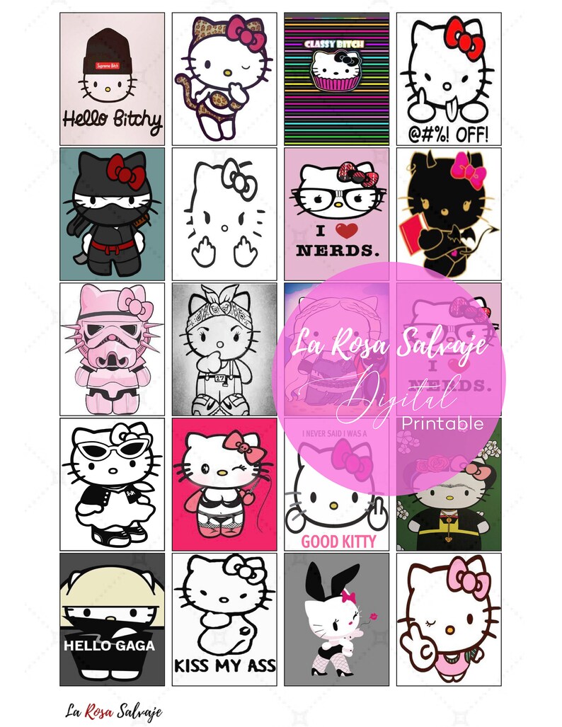 sassy hello kitty printable stickers 20ct printable etsy