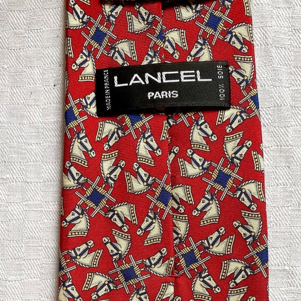 Made in France Lancel Paris Cravate en soie équestre petits chevaux Luxury chic