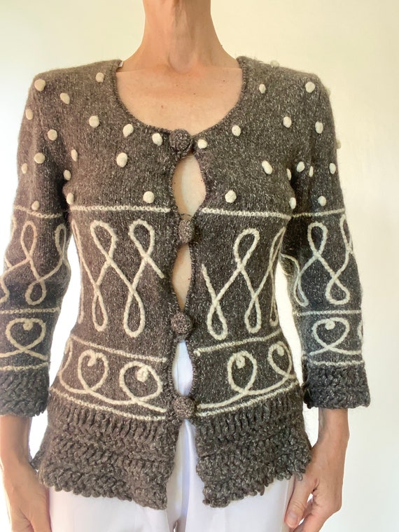 90s Moschino Couture Pure laine vierge Cardigan c… - image 3