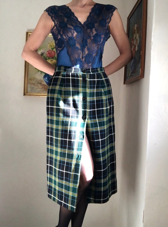 90s Cacharel Made in France Tartan skirt Pure wool